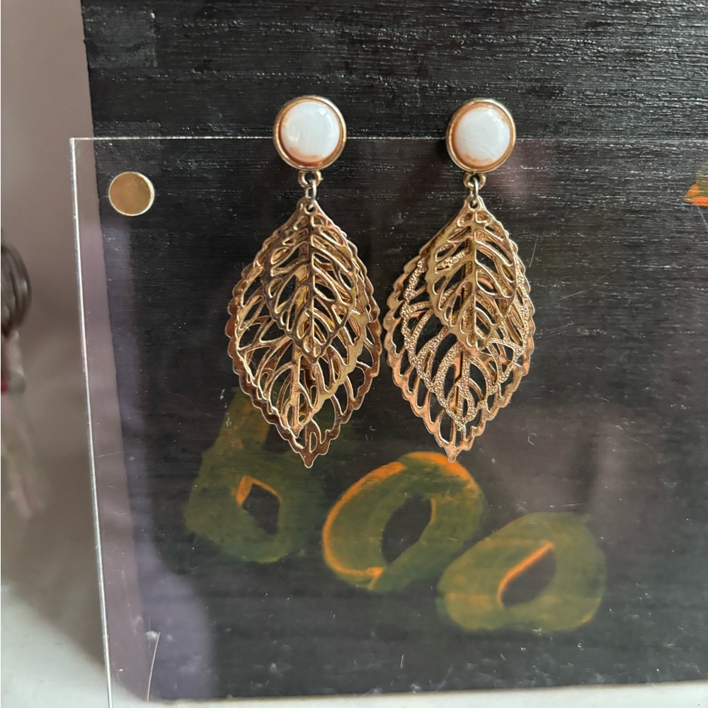 Gold Leaf Dangle Earrings